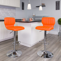 Flash Furniture CH-132330-ORG-GG Contemporary Orange Vinyl Adjustable Height Barstool